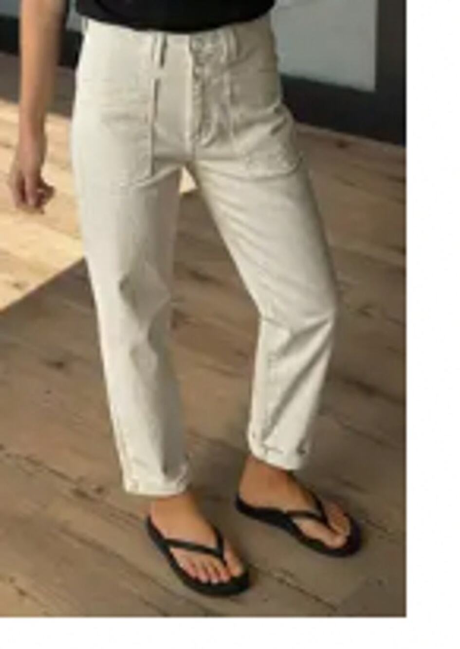 Flemingals Solid Patch Pocket Dual Button High Rise Straight Leg Crop Pants Sz S